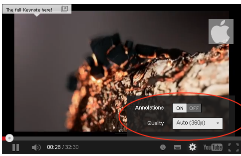 youtube player new settings annotations video quality
